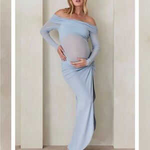 Bumpsuit Light Blue Off-Shoulder Top and Skirt Set